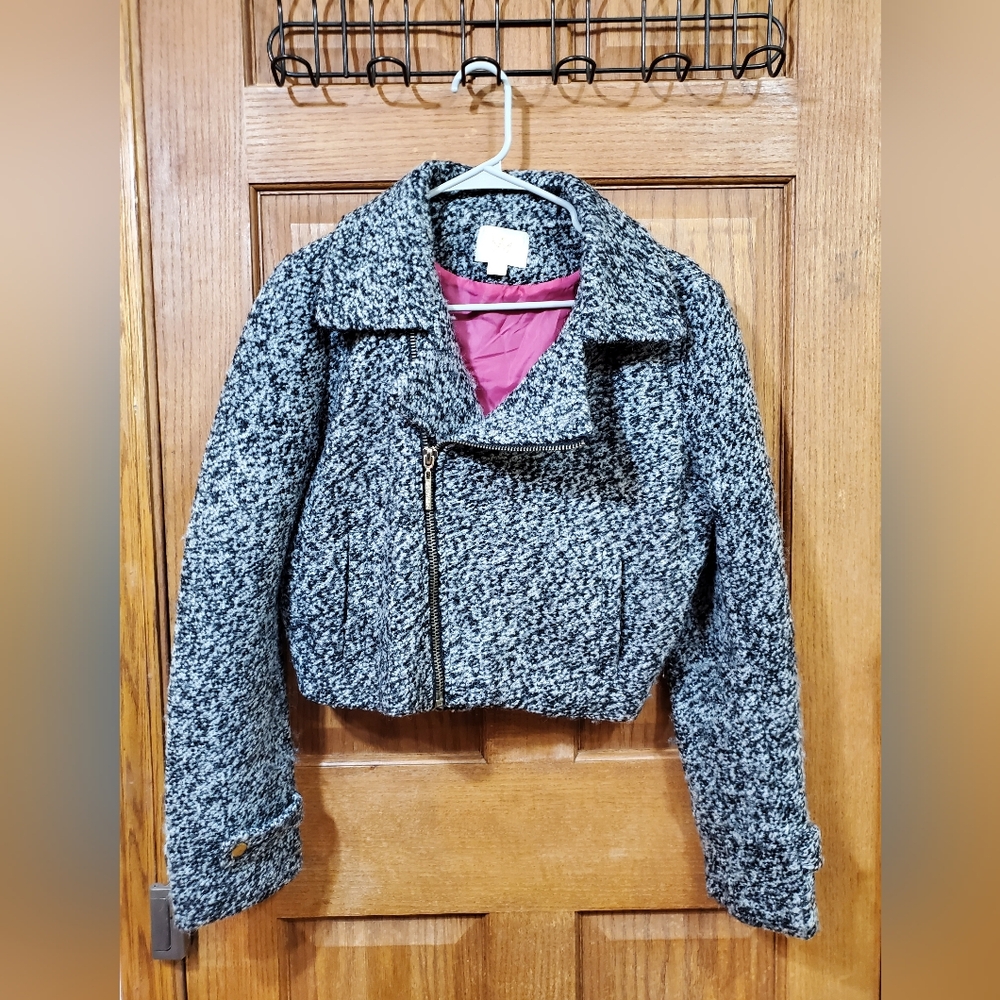 Nicki Minaj Women's Gray Zippered Wool Blend Jacket / Blazer Size L (Good Cond)